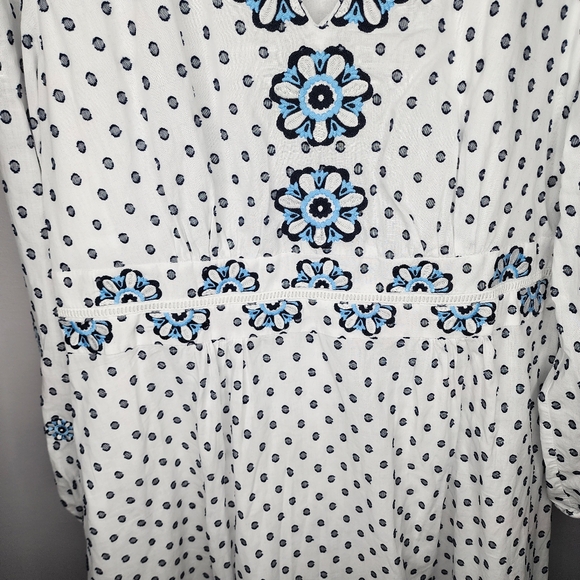Boden Flossie Swiss Dot Embroidered Floral Midi Dress White and Blue Size 18R - Picture 15 of 15